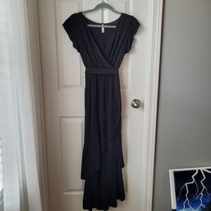 Black faux wrap dress